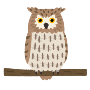枝にとまるシマフクロウのイラスト