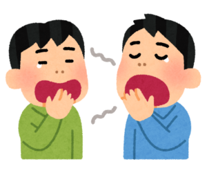 あくびがうつっている二人のイラスト