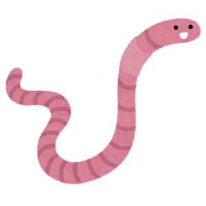 ミミズのキャラクターのイラスト