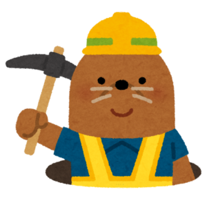 穴を掘るモグラのイラスト