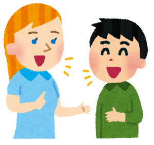 英会話をする二人のイラスト