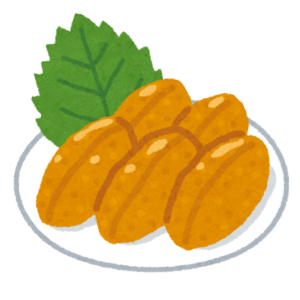 皿に盛られたウニの身のイラスト