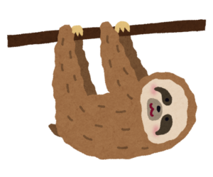 枝にぶら下がるナマケモノのイラスト
