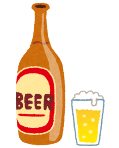 ビールの瓶とジョッキのイラスト