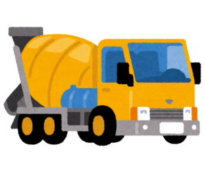 生コンクリートを運ぶミキサー車のイラスト