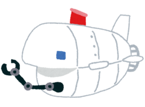 深海を調べる潜水艇のイラスト