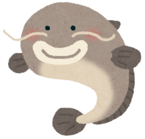 ひげを生やしたナマズのイラスト