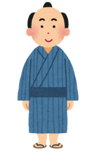 縞の着物を着た江戸時代の町人男性のイラスト