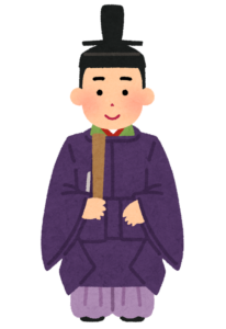 直衣姿で笏を持つ平安貴族のイラスト