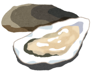 殻を開いたカキのイラスト