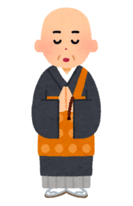 合掌するお坊さんのイラスト