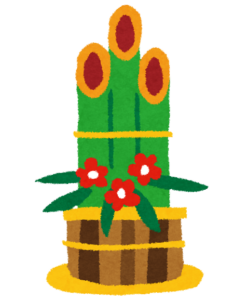 竹を三本束ねた門松のイラスト