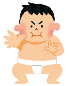 相撲をとっている子どものイラスト