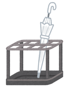 傘立てに一本だけ差してあるビニール傘のイラスト