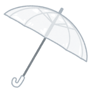 骨が透けて見える開いたビニール傘のイラスト
