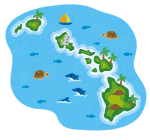 ハワイ諸島の地図のイラスト