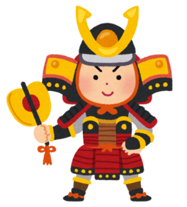 鎧兜を身につけた五月人形のイラスト
