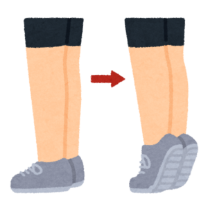 かかとを上げてつま先立ちになるふくらはぎのイラスト