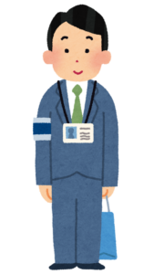 腕章をつけて調査に回る調査員のイラスト