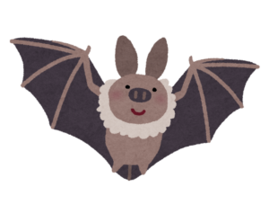 翼を広げたコウモリのイラスト
