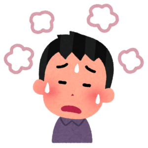 熱を出して顔を赤くしている男性のイラスト