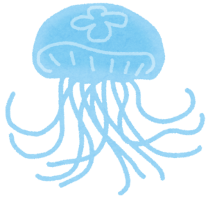傘に四つ葉の模様があるミズクラゲのイラスト