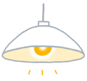 天井から吊るした白熱電球の照明のイラスト