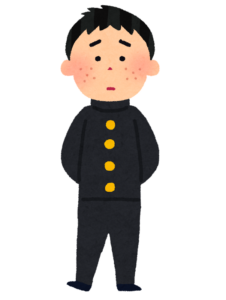 学生服を着た思春期の男子のイラスト