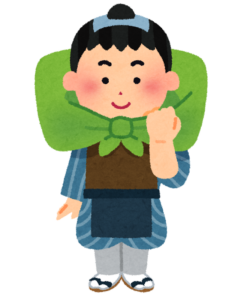 前掛けをした江戸時代の丁稚のイラスト