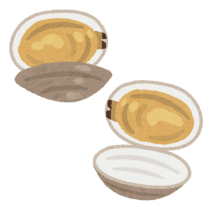 口を開けたアサリのイラスト