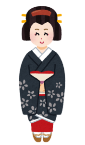 黒い着物を着た芸妓のイラスト