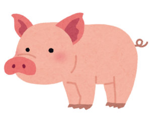 横を向いた豚のイラスト