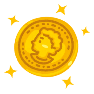 きらきら光る一枚の金貨のイラスト
