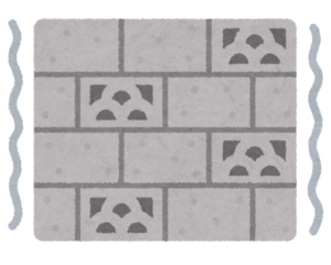 揺れているブロック塀のイラスト