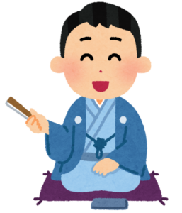 高座で話す落語家のイラスト