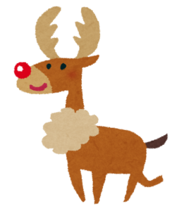 角を生やした赤い鼻のトナカイのイラスト