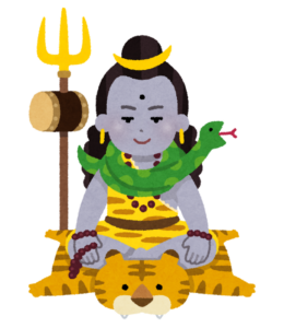 三叉の槍を持つヒンドゥー教のシヴァ神のイラスト
