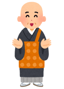 両手を広げて説法をするお坊さんのイラスト
