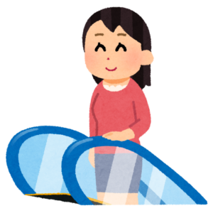 エスカレーターに乗っている女性のイラスト