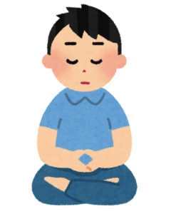 座禅を組んで目を閉じている人のイラスト
