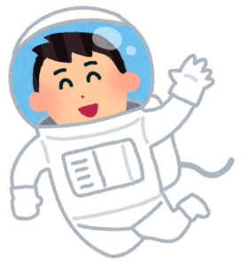 宇宙服を着て無重力で漂う宇宙飛行士のイラスト
