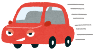 スピードを出して走る車のイラスト