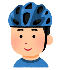 自転車用ヘルメットをかぶった人のイラスト