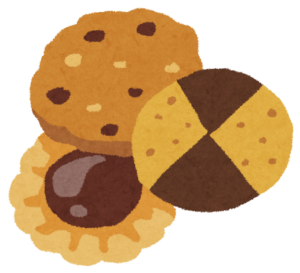 チョコチップなどのクッキーのイラスト