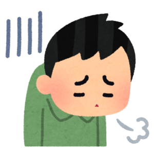 がっかりしてため息をつく男性のイラスト