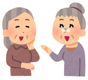 おしゃべりをする2人のおばあさんのイラスト
