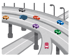 高速道路を走る車のイラスト