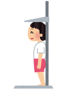 身長計で背の高さを測る子どものイラスト