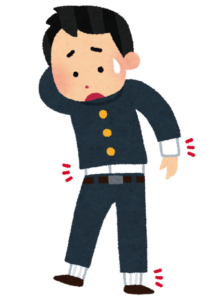 急に背が伸びて学生服が小さくなった男の子のイラスト
