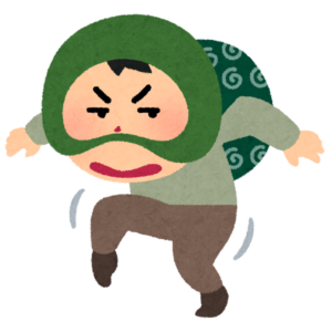 忍び足で歩く泥棒のイラスト